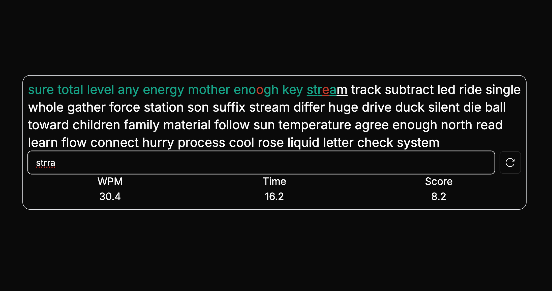 Screenshot displaying the Typing Game project.